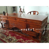 Old Elm Desk Desk Computer Desk Large Workbench Boss Desk 2m 2.2m with Bookcase Three-Piece Set