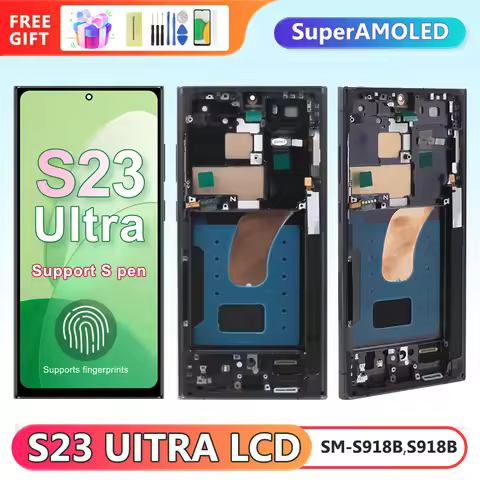 6.67"AMOLED S23 Ultra Screen Assembly for Samsung Galaxy S23 Ultra S918B S918B/DS Lcd Display Digita