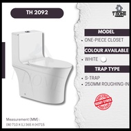 One Piece WC Toilet Bowl [TH-2092] S-Trap Wash Down Water Closet Sitting Bowl 10Inch 250mm