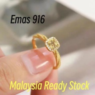 Gold Ring 916 Original Cube Sugar Ring Women Engagement Gifts for Women Hypoallerginic Pengiriman Ce