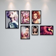 Bộ Khung Ảnh Treo Tường Trang Trí Salon Tóc Nữ, Khung Hình Treo Tiệm Làm Tóc Đẹp Tặng Kèm bộ ảnh như