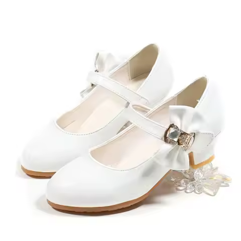 28-40 White Patent Leather Shoe Girl Wedding Ceremony Church Flower Girl Shoes for Weddings Kids Par