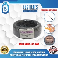 SOLID WIRE 22 AWG BLACK, ELECTRIC COPPER CABLE, BEST FOR LED AUDIO WIRING