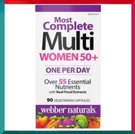 Webber Naturals - 女士50+全效綜合維他命營養素 90 粒素食膠囊 免疫力 骨骼關節 失眠 無力 腳軟 精神 運動 鈣鎂鋅硒D3 肌醇 平行進口 (效期: 02/2028*)