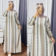 Dress Anita Gamis Rayon Motif Salur Etnik LD 115 Jumbo Resleting Depan