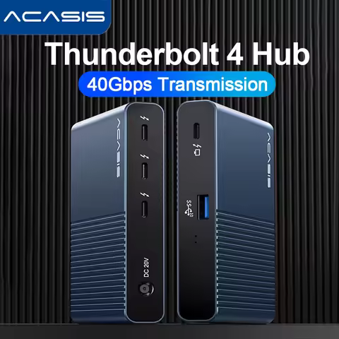 Acasis USB4.0 Thunderbolt 4 Docking Station 40 Gbps 5 In 1 Hub Type-C Deck 8K@60HZ Video Output PD C