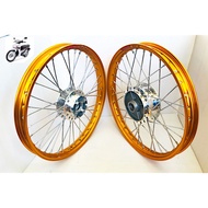 Wheel Set With Spokes Dark Gold 1.40 Rim 17 For Wave 110i czi 125i Whale