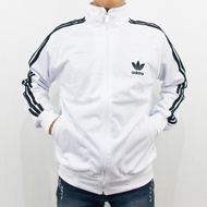 JAKET ADIDAS FIREBIRD PUTIH LIST HITAM SIZE M L XL XXL XXXL - JAKET RUNNING FIRE BIRD - JAKET OLAH R