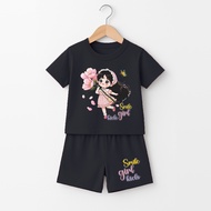 Smile Print Kids Outfit Jumbo Short Sleeve Kids GirlsGirl G-982