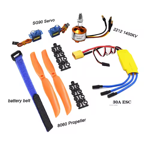 A2212 2212 1400KV Brushless Motor 30A ESC SG90 9G Micro Servo 8060 Propeller for RC Fixed Wing Plane
