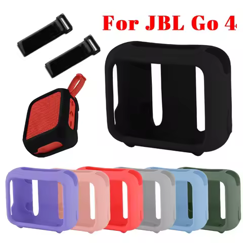 For JBL GO4 Speaker Silicone Case Travel Carrying Pouch with Speaker Mount Strap Portable Speaker Ca