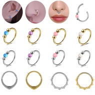 1 Pc 16/18G Opal Nose Ring Piercings Stianless Steel Nose Septum Rings Gold Silver Helix Cartilage E