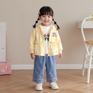 New Autumn Spring Girls Clothes Baby Causal Hoodies Coat T-Shirt Causal Jeans 3pcs/set Kids Sport Su