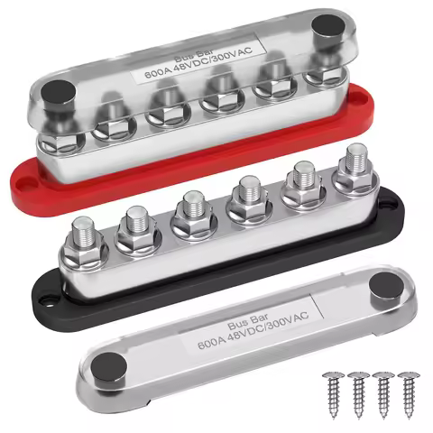 600A 12V 24V 48V Bus Bar with 6 X 3/8' (M10) Studs Industrial Power Distribution Block & Battery Ter