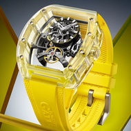 BONEST GATTI Men's Mechanical Watch New Barrel Crystal Case Skeleton Luxury Luminous Watch