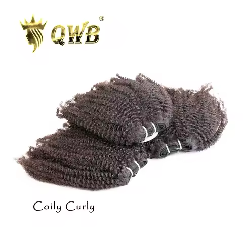 Queen Weave Beauty Coily Curly 3 Bundles Deal 4b-4c 100% Human Virgin Hair Extension Natural Color 1