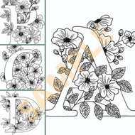 A-Z Coloring Book Digital Learning Coloring Book| ABC Floral Buku Mewarna Digital