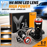Y7D H4 LED headlights RHD H4 Mini Projector Lens 75W 6000K Car LED Bulb High Beam Lampu Kereta LED