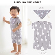 BABY LEON BABY Jumper BABY Romper + BIB Full Zipper Short Sleeve BABY Jumpsuit BUNDLING