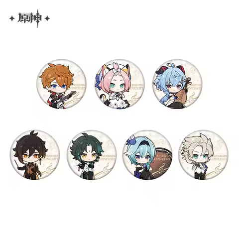 Game Genshin Impact Metal Badge Official Genuine Pins Tartaglia Albedo Xiao Diona Ganyu Cosplay Anim