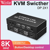 2x1 DP USB KVM Switcher KVM Dual-port DisplayPort KVM Switch 2 Port 8K 30Hz 4K60hz 2 in 1 out mouse&