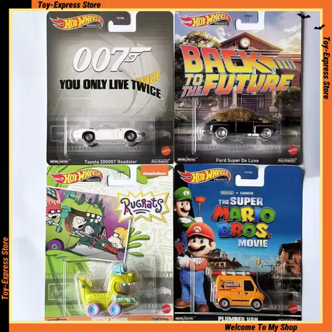Hot Wheels Premium Pop Culture 1/64 Car Model Ford 007 Toyota Mario Plumber Van Reptar Wagon Collect