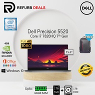 DELL PRECISION 5520 CORE i7 7820HQ (7th GEN) 15.6" FHD / Upto 64GB DDR4 / 1TB SSD / NVIDIA Quadro M1