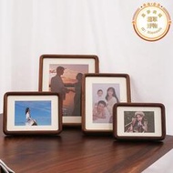 黑胡桃實木相框擺臺洗照片做成定製照片牆木質六寸7寸8寸照片掛牆
