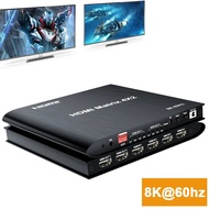 8K HDMI Matrix 4X2 Hdmi Switch 4K 120Hz HDR HDCP 2.3 HDMI Splitter 4 in 2 Out Dual Display for PS4 C