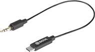Boya by-K2 3.5mm Male TRS to USB-C Stereo or Mono Microphone and Audio Adapter Cable 9" (22.86cm)
