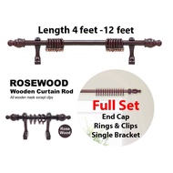 Wooden Curtain Rod &amp; Complete Set Accessories / Rod Langsir Kayu / Batang Langsir Kayu / Kayu Langsir Murah【READY STOCK】