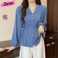 【ZARINA】Women blouse Tie-Waist blaus wanita long sleeve shirt baju korean style woman baju ootd baju blause wanita