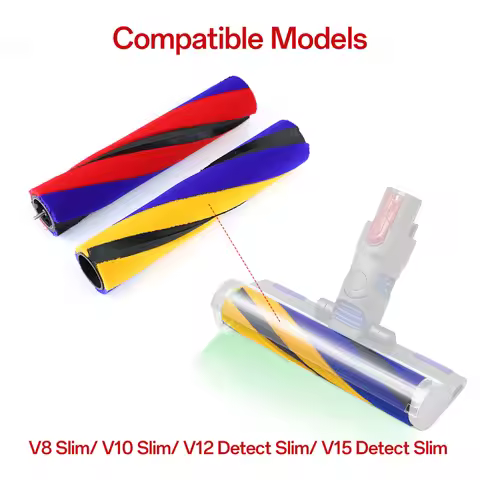 Soft Brush Roller Bar Replacement For Dyson V12/V15 Detect Slim V8 Slim V10 Slim Vacuum Cleaners Rep