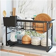 Space Saving Dish Rack 2-Tier Multifunction Dish Rack Kitchen Organizer With Spout Utensil Holder Cup Holder And Dish Drainer Dish Drying Rack
