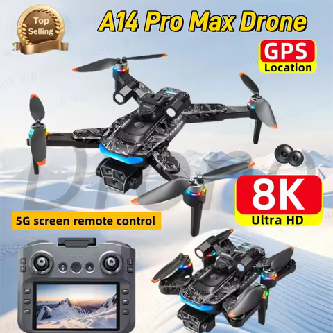 For Xiaomi 4.5-inch Large Screen A14pro Max Drone 8K HD Dual Camera GPS Brushless Optical Flow Obsta