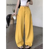 DaDuHey 2025 New Harem Tappered Sickle Yellow Machete Cargo Jeans Female