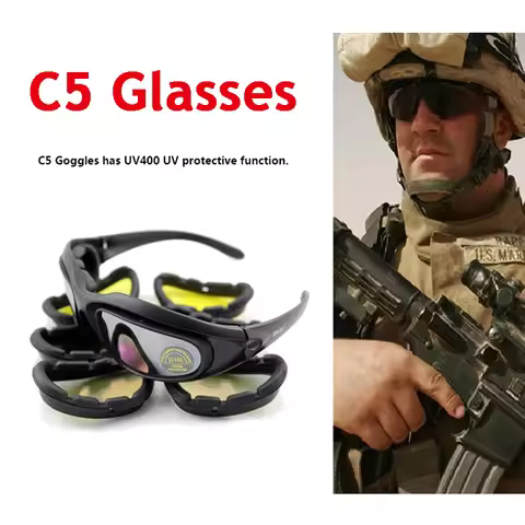 Daisy C5/X7 Polarized Tactical Glasses Airsoft Sports Goggles 4 Lens Men's Sunglasses Army Military 
