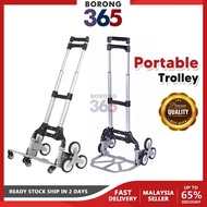 Borong365 Heavy Duty Folding Hand Truck Stair Climbing Tri-Wheel Trolley Troli Angkat Barang Berat T