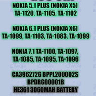 Nokia 5.1 Plus (Nokia X5 ) TA-1102 6.1+ ( X6 ) 1103 7.1 1100 HE361 3060mAh Battery Batery Bateri 361