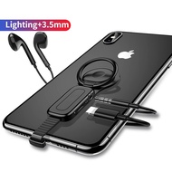 Apple 13 อะแดปเตอร์หูฟังแหวนหัวเข็มขัดอะแดปเตอร์สายชาร์จ iPhone สายชาร์จ xR 2-in-1 12 สายแปลง  IPhone 13 Earphone adapter Ring adapter cable iPhone charging xR 2-in-12 adapter cable Black
