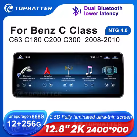 12.8" 2K Car Radio For Mercedes Benz W204 C Class C180 C200 C300 CarPlay Android Auto Multimedia Pla
