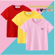 PLAY CDG Embroidery heart kids shirt Cotton kids short sleeve shirts girl Kids shirt boy shirt KW01