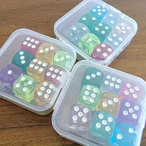 1 Box Of 9 Dice Size 16mm Transparent Box Of Dice Rolling Dice Dice Sieve Colored Drinking Rolling S