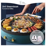 [CLEARANCE] 2 in 1 Steamboat Hot Pot &amp; BBQ Grill Pan Combination BBQ Non Sticky Electric Grill Hot Pot Barbecue Machine