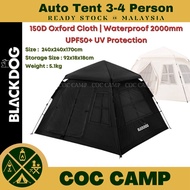 Blackdog Automatic Tent 3-4 Person Rainproof 2000mm UPF40+ Khemah Auto Camping