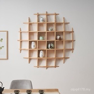 She Rack Hanging Chinese New Wall Display Rack Hanging Rack Solid Wood Cabinet Antique Multi-Grid Wa