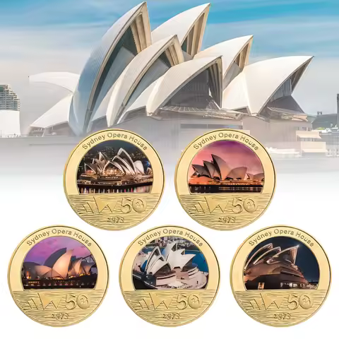 Sydney Opera House Gold Foil Commemorative Coin Famous Australian Architecture Challenge Coins Souve