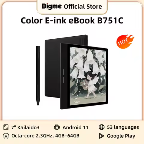 BIGME B751C electronic book, 7'' Color E-ink eReader Book, Android 11 OS Open System, Google Play, 4