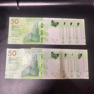 全新紙鈔 全新鈔 香港紙幣$50直板 港元 （除字母外編號同、共兩組）(全套八張) hk dollars
