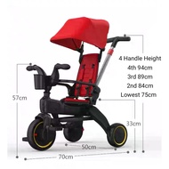 Kids Tricycle, Baby Stroller with Adjustable Push Handle &amp; Padded Armrest, Bicycle with Foldable Canopy for 10 months to 6 years old, Collapsible Mini Bike with Safety Belt, Lockable Pedal and Storage Bag